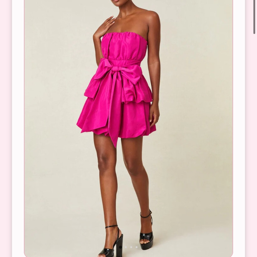 LoveShackFancy Fuchsia Strapless Dress